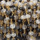 6mm Tourmalinated Quartz faceted rondelle Gold Chain by the foot 30 pieces - Beadsofcambay.com