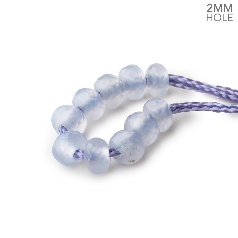 6mm Turkish Blue Chalcedony 2mm Large Hole Faceted Rondelle Set of 10 - Beadsofcambay.com