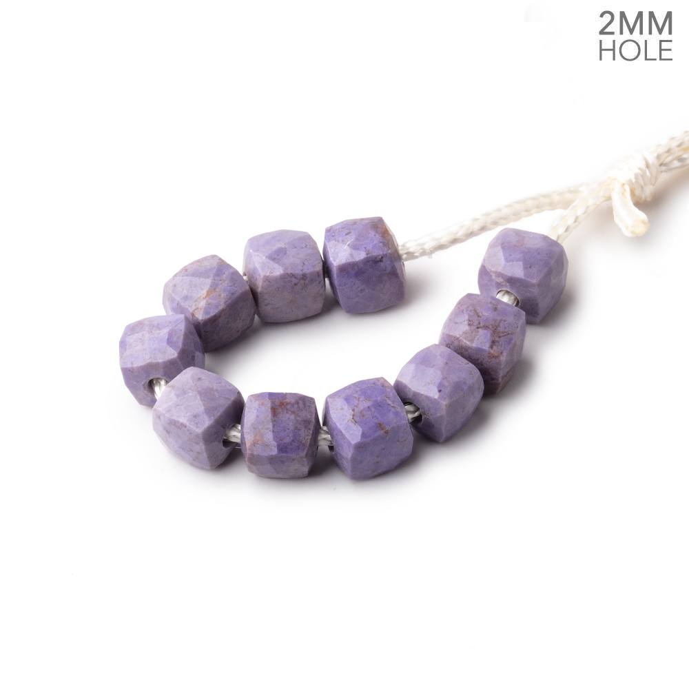 6mm Turkish Purple Jade 2mm Large Hole Faceted Cube Beads Set of 10 pieces - Beadsofcambay.com