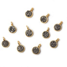 6mm Vermeil Bezel Platinum Micro Drusy Coin Pendant 1 piece with side facing ring - Beadsofcambay.com