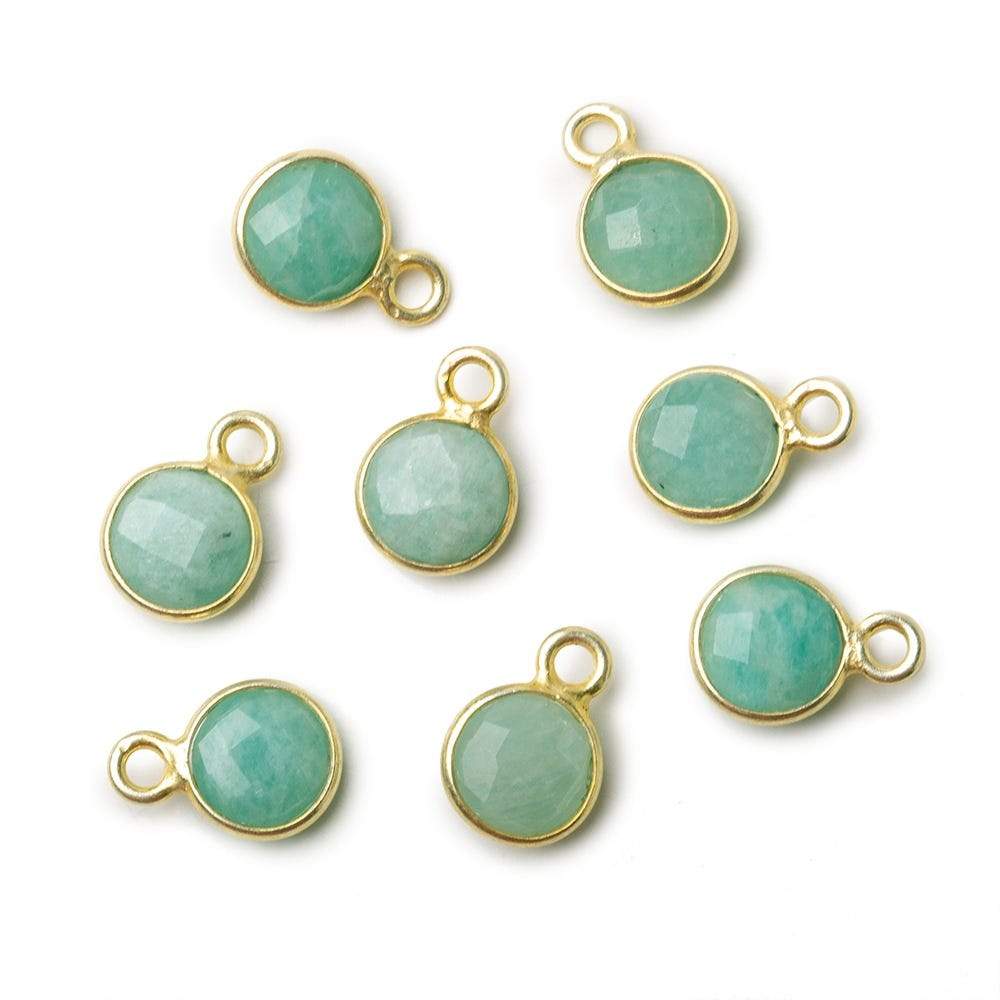 6mm Vermeil Bezeled Amazonite faceted coin pendants Set of 4 pieces - Beadsofcambay.com