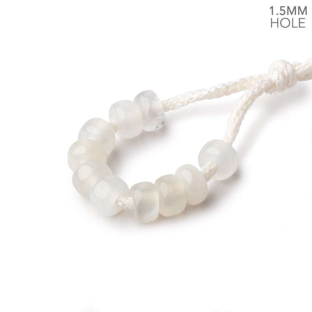 6mm White Moonstone Large Hole Plain Rondelle Set of 10