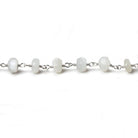 6mm White Moonstone faceted rondelle Silver Chain by the foot 30 pcs - Beadsofcambay.com