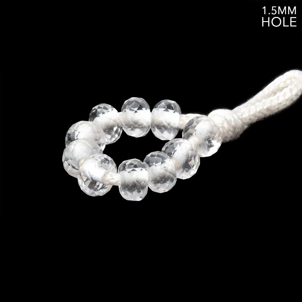 6mm White Topaz 1.5mm Large Hole Faceted Rondelle Bead Set of 10 - Beadsofcambay.com