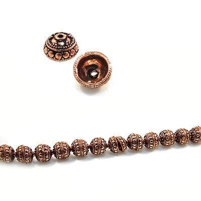 6x10mm Copper Bead Cap 8 inch 40 pcs - Beadsofcambay.com