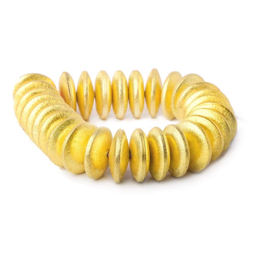 6x20mm 22kt Gold Plated Copper Brushed Disc 8 inch 27 pieces - Beadsofcambay.com