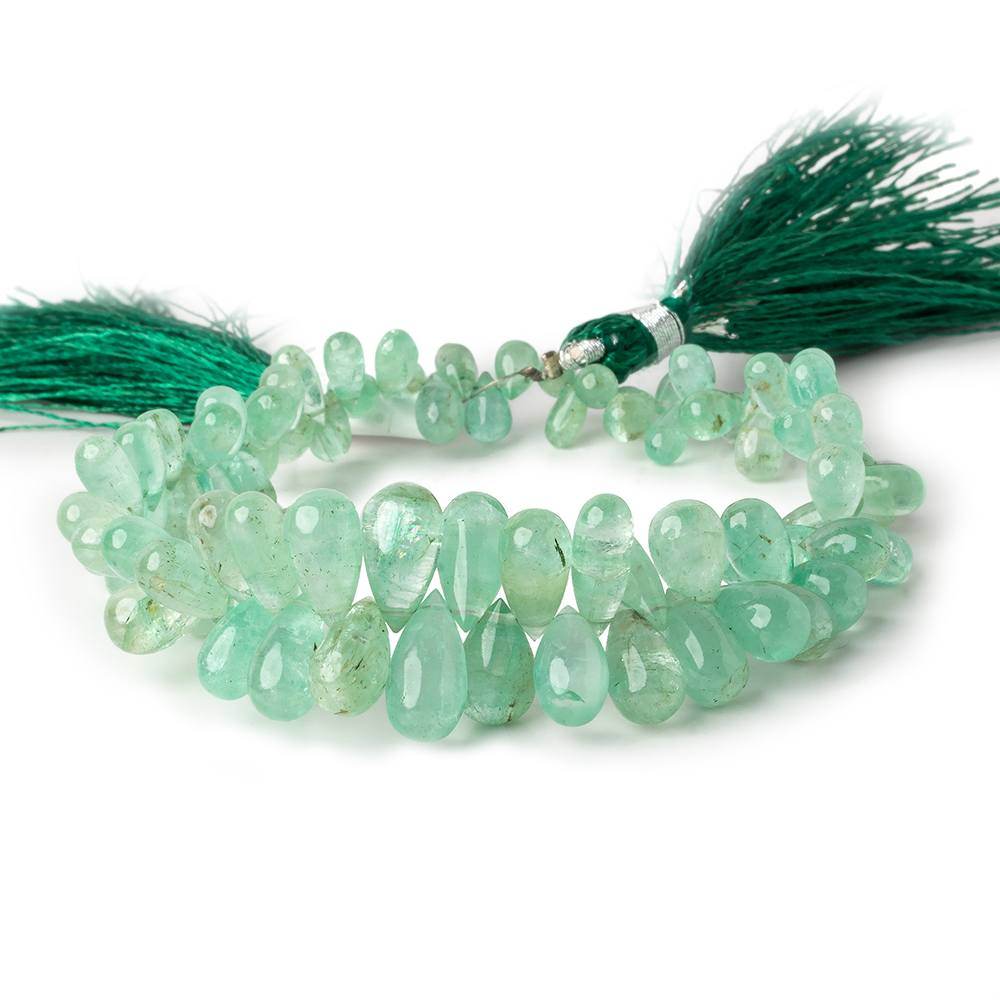 6x3-12x5mm Emerald Plain Teardrop Beads 8 inch 85 pieces - Beadsofcambay.com