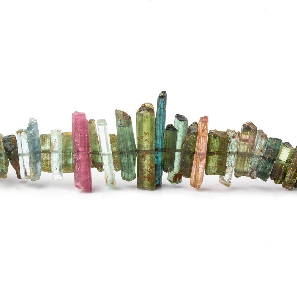 6x3-16x3mm Multi-Color Tourmaline Natural Crystals 7.5 inch 90 beads - Beadsofcambay.com