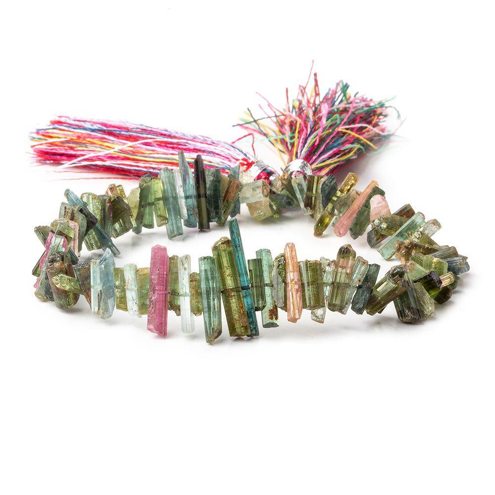6x3-16x3mm Multi-Color Tourmaline Natural Crystals 7.5 inch 90 beads - Beadsofcambay.com