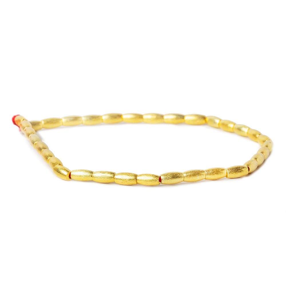 6x3mm 22kt Gold plated Copper Brushed Rice Beads 8 inch 34 pieces - Beadsofcambay.com