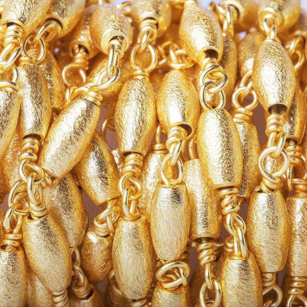 6x3mm 22ktk Gold plated Brushed Rice Gold plated Chain by the foot - Beadsofcambay.com