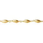 6x3mm 22ktk Gold plated Brushed Rice Gold plated Chain by the foot - Beadsofcambay.com