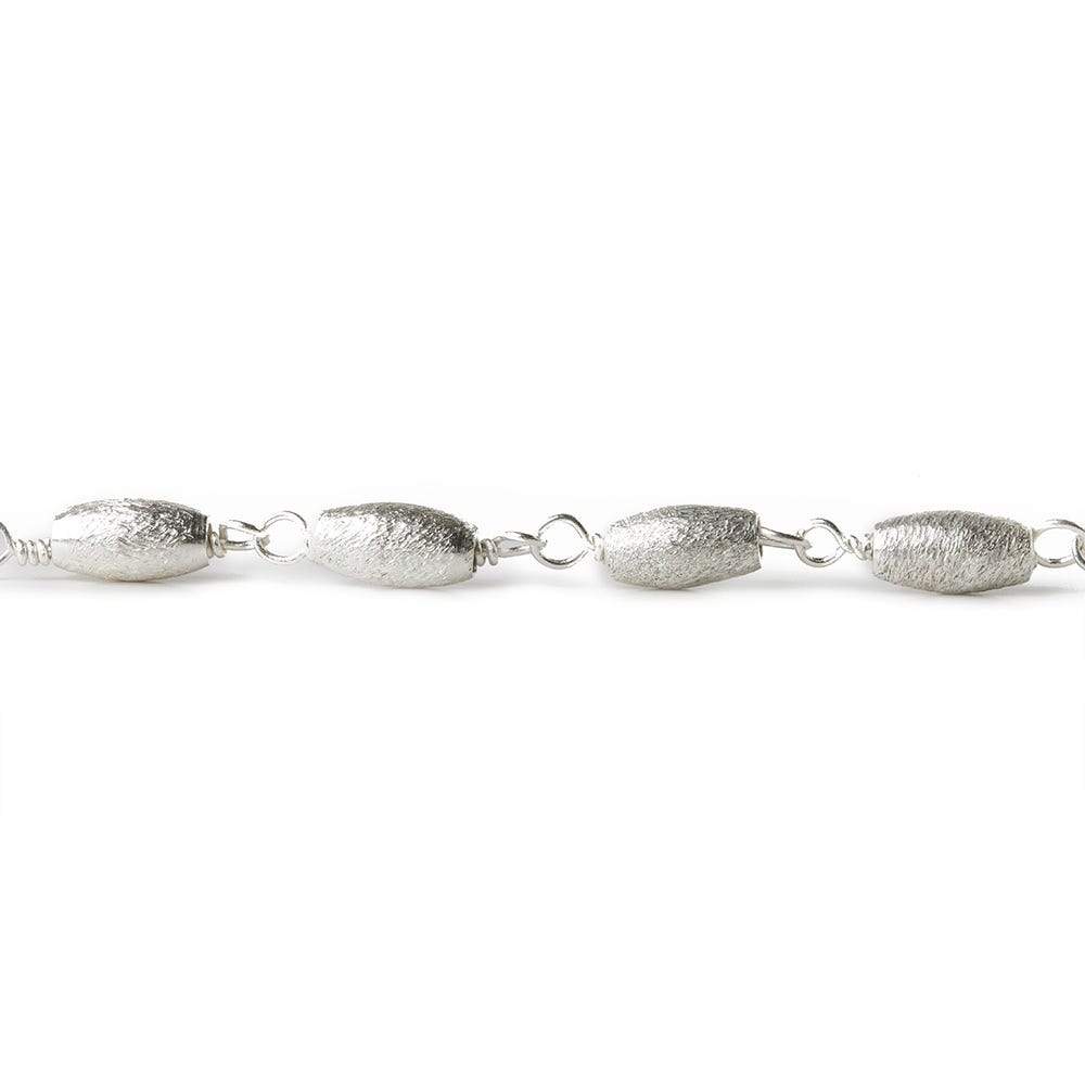 6x3mm Silver plated Brushed Rice Silver plated Chain by the foot - Beadsofcambay.com
