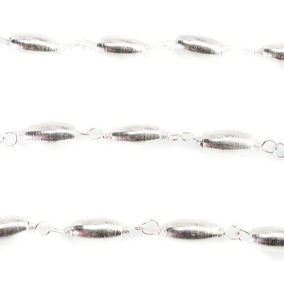 6x3mm Silver plated Rice bead Silver plated Chain by the foot - Beadsofcambay.com