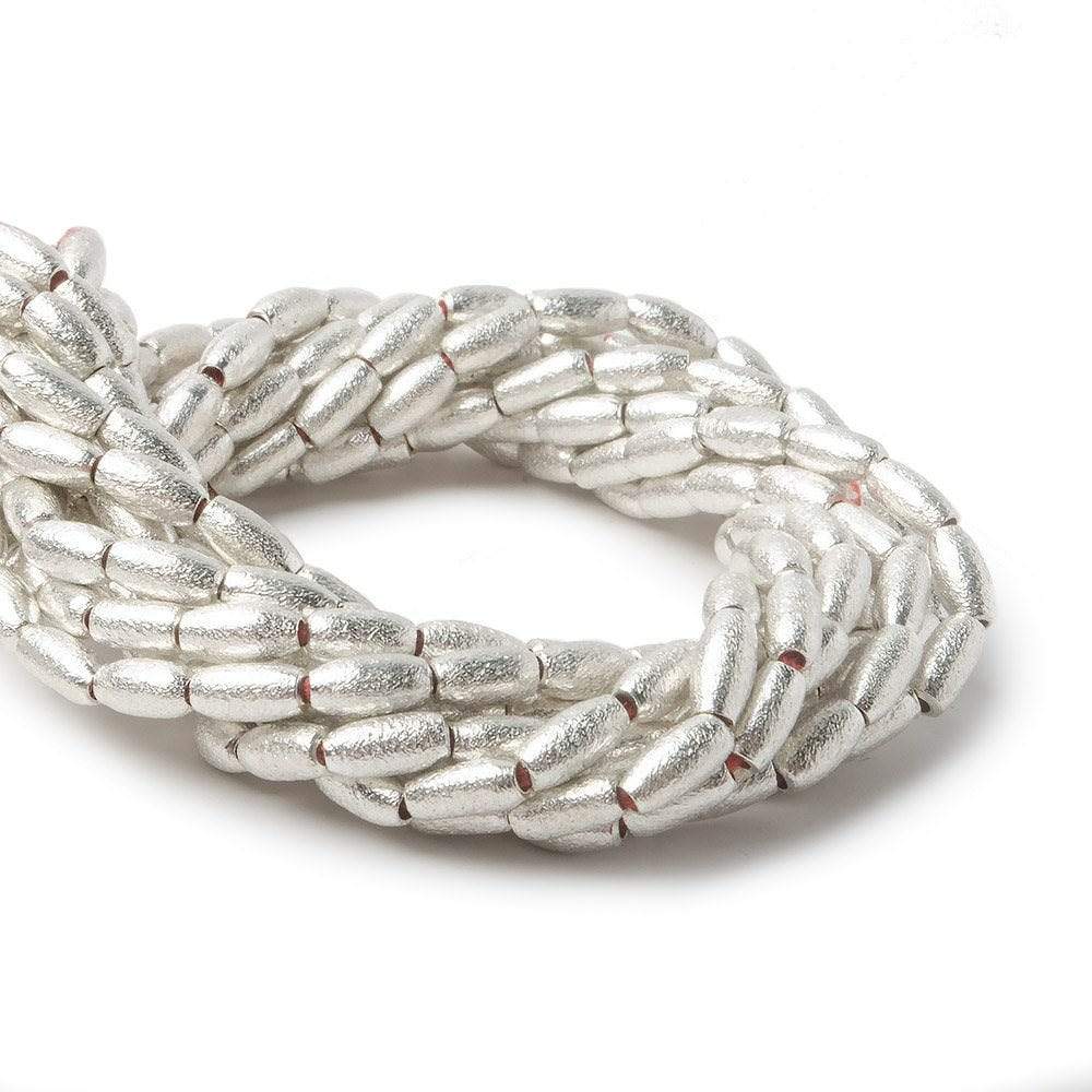 6x3mm Sterling Silver plated Copper Brushed Rice Beads 8 inch 34 pcs - Beadsofcambay.com