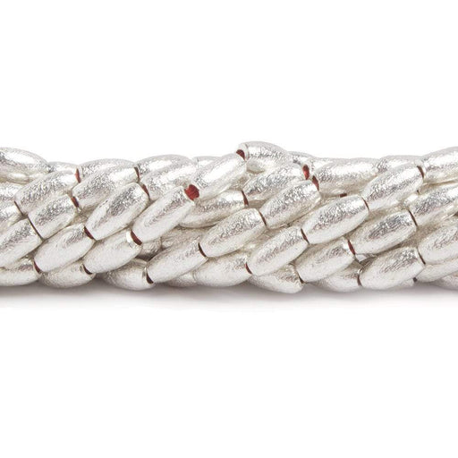 6x3mm Sterling Silver plated Copper Brushed Rice Beads 8 inch 34 pcs - Beadsofcambay.com