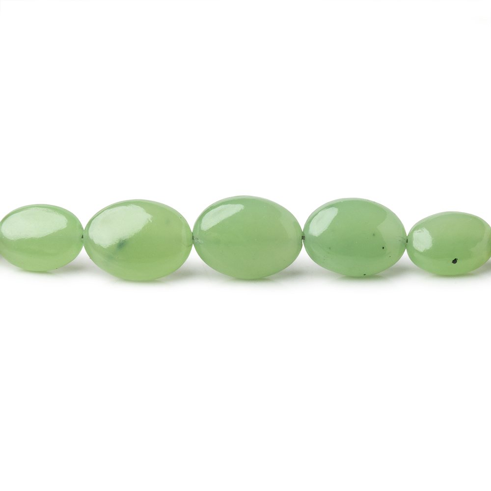 6x4-10x8mm Natural Green Jade Plain Oval Beads 18 inch 56 pieces AA - Beadsofcambay.com