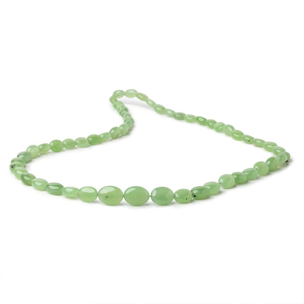 6x4-10x8mm Natural Green Jade Plain Oval Beads 18 inch 56 pieces AA - Beadsofcambay.com