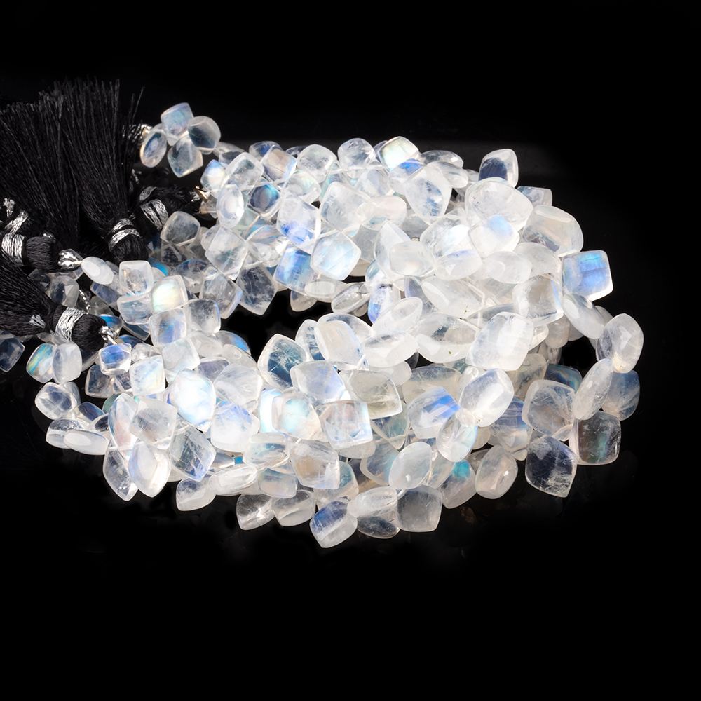 6x4-10x9mm Rainbow Moonstone Plain Shield Beads 6.5 inch 58 pieces AA - Beadsofcambay.com