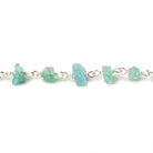 6x4-11x5mm Matte Pool Blue Apatite Chips Silver plated Chain by the foot 32 pieces - Beadsofcambay.com
