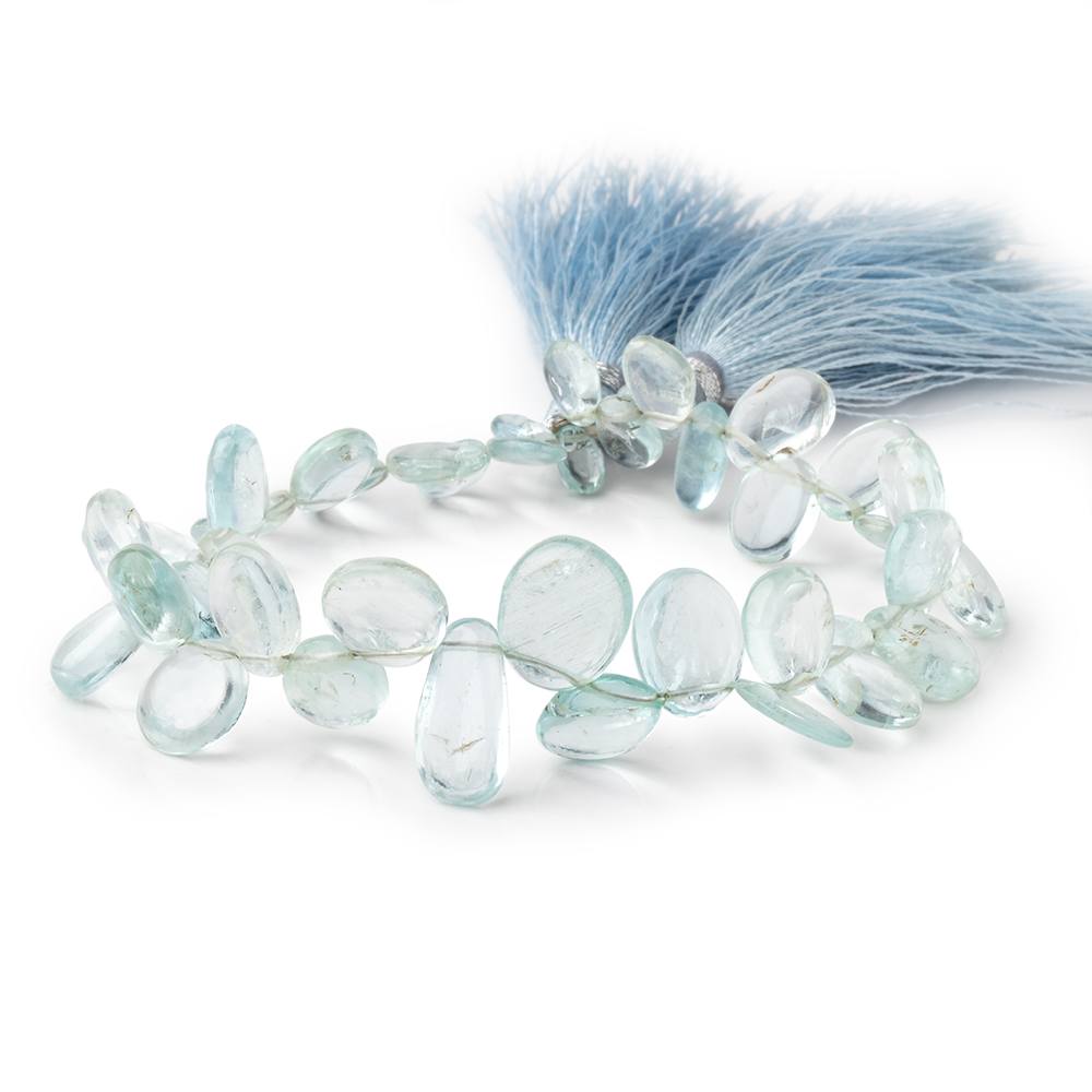 6x4-12x10mm Aquamarine Plain Freeshape Beads 7 inch 38 pieces - Beadsofcambay.com