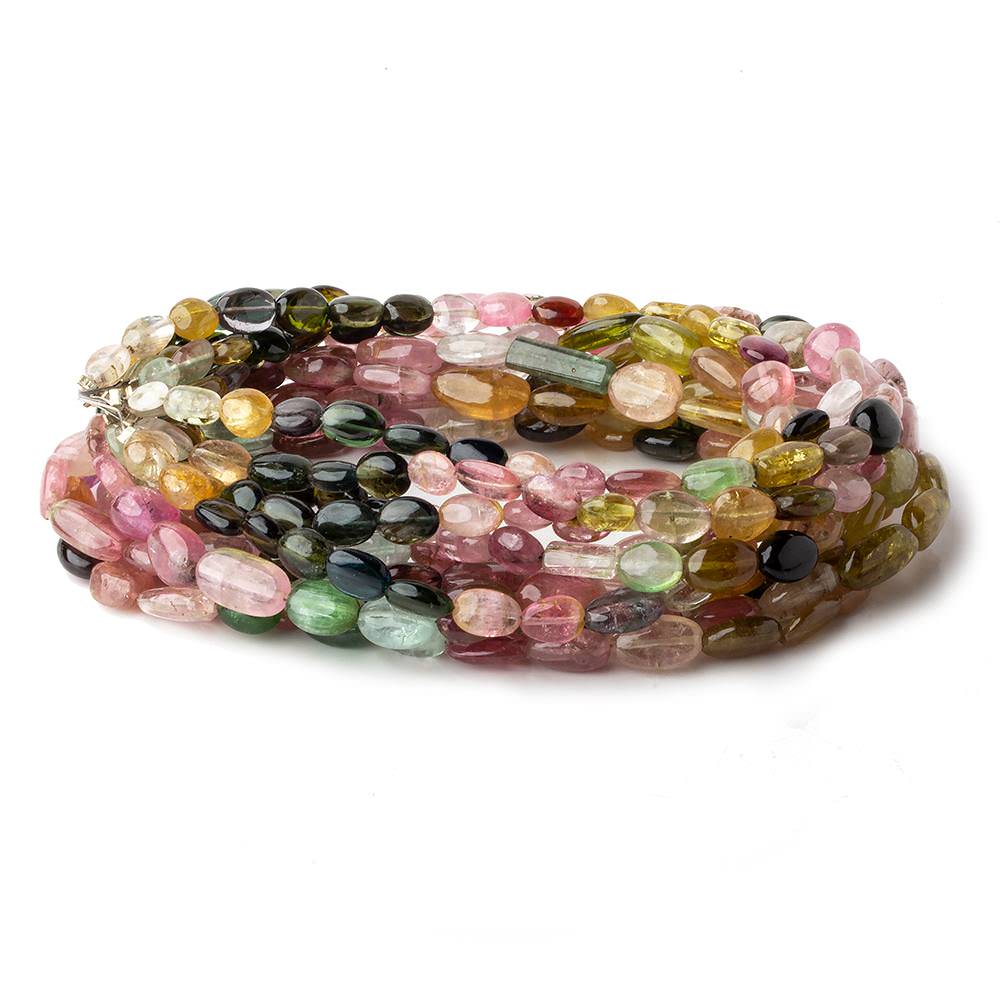 6x4-12x6mm Multi Color Tourmaline plain nugget beads 18 inch 55 pieces A - Beadsofcambay.com