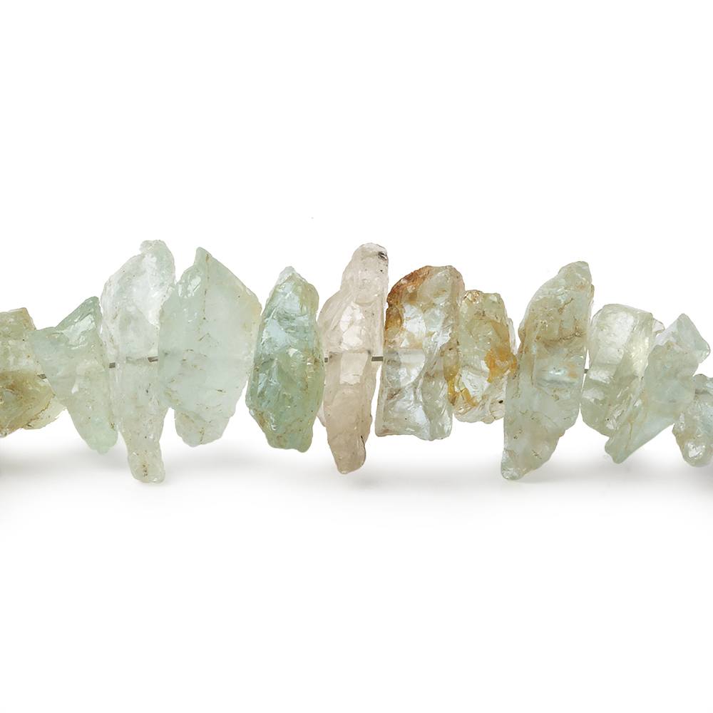 6x4-13x6mm Aquamarine & Helidor side drilled Natural Crystals 8 inch 50 pieces - Beadsofcambay.com