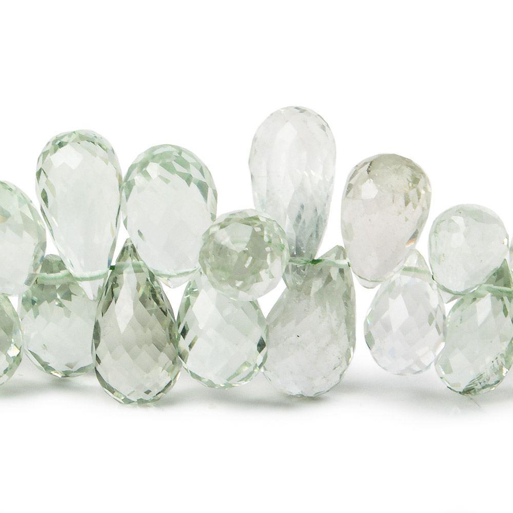 6x4-13x6mm Prasiolite (Green Amethyst) Faceted Tear Drops Beads 16 inch 177 pcs - Beadsofcambay.com
