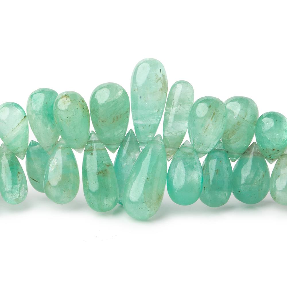 6x4-15x6mm Colombian Emerald Plain Tear Drop Beads 8.25 inch 84 pieces - Beadsofcambay.com