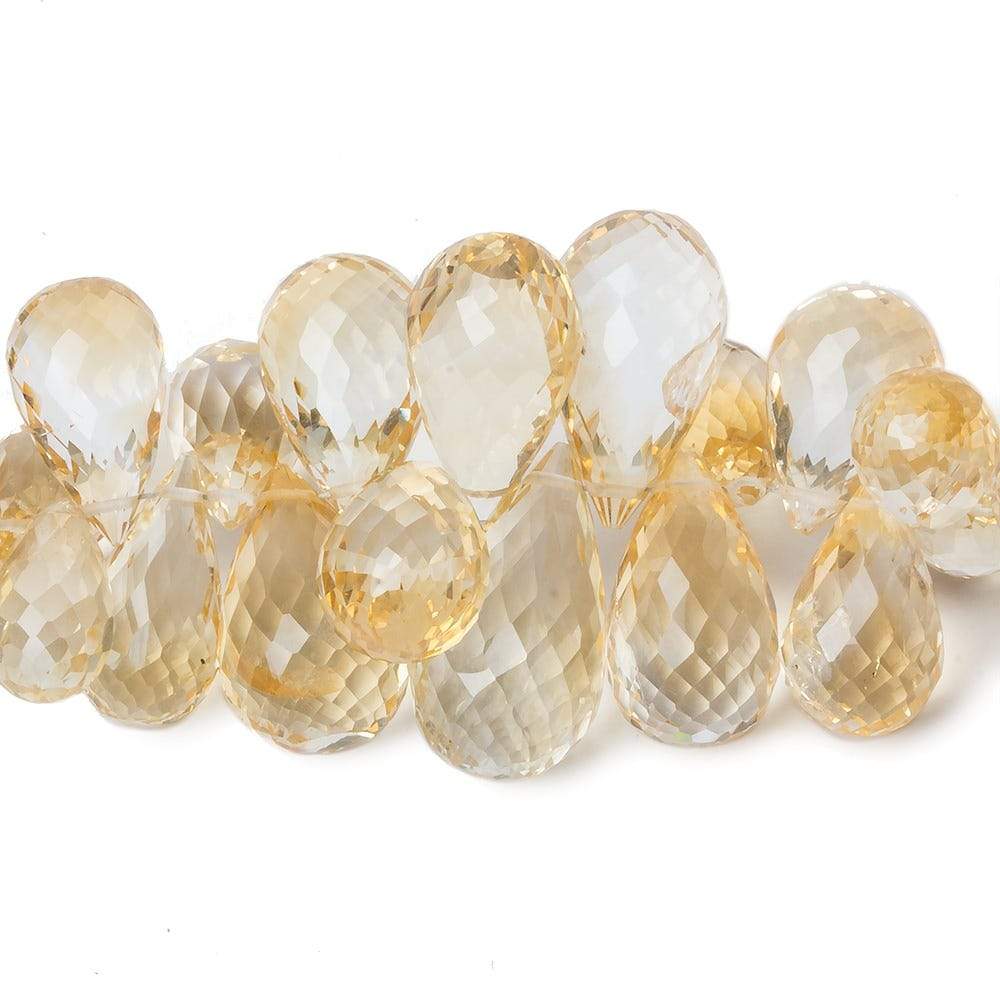 6x4-19.5x10mm Citrine Tear Drop Briolette 7.5 inch 66 pieces - Beadsofcambay.com