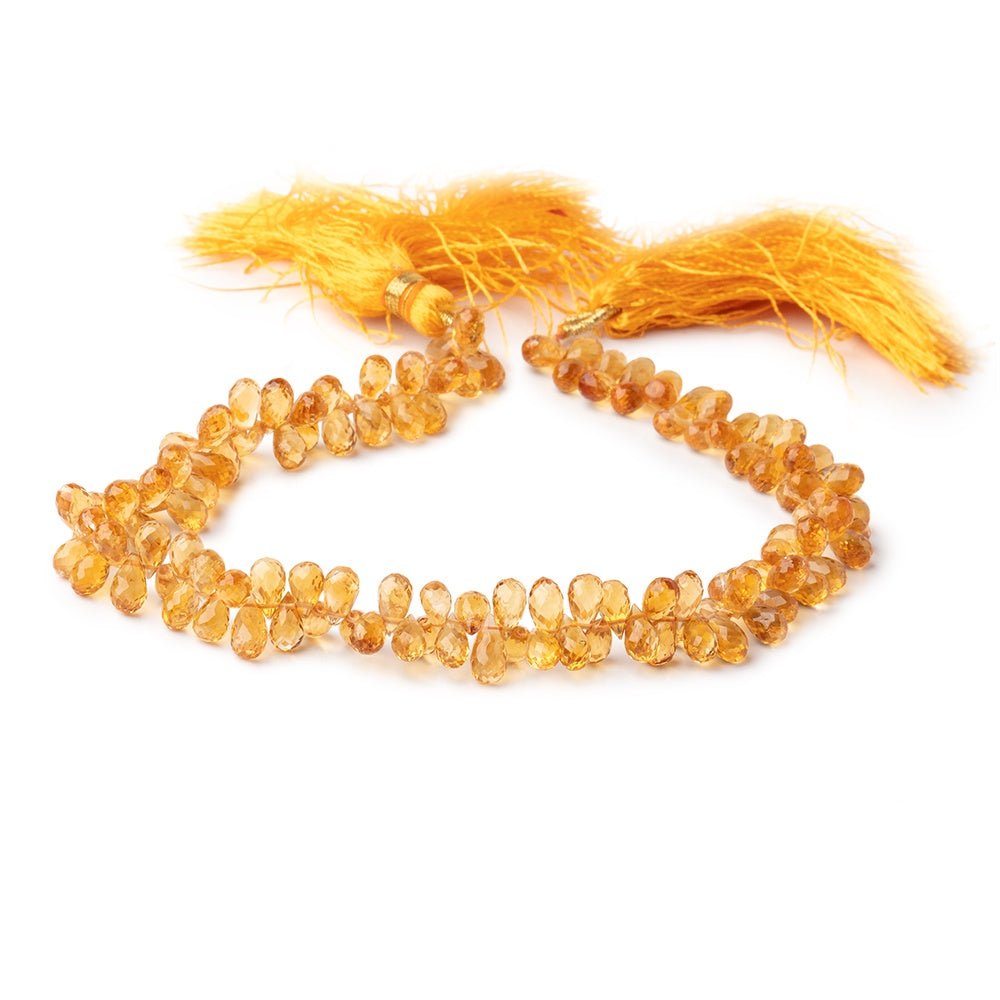 6x4-7x4mm Citrine Faceted Tear Drop Beads 9 inch 124 pieces - Beadsofcambay.com