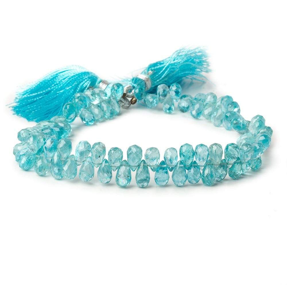 6x4-7x4mm Pool Water Blue Apatite Tear Drop Briolettes 8 inch 87 beads - Beadsofcambay.com