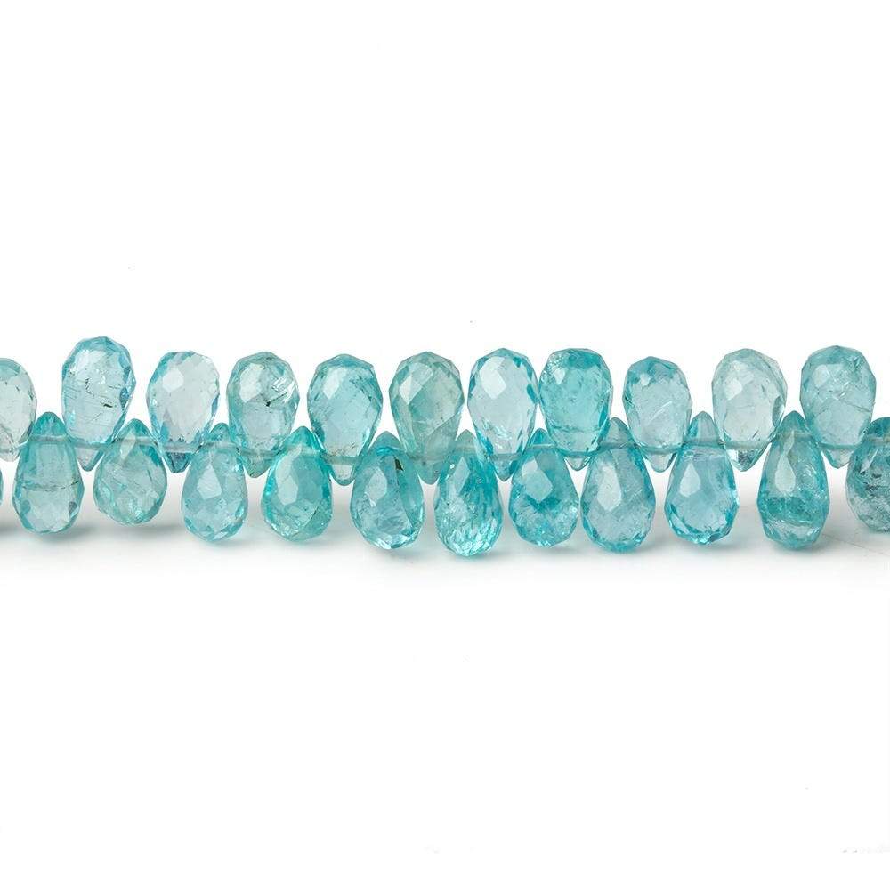6x4-7x4mm Pool Water Blue Apatite Tear Drop Briolettes 8 inch 87 beads - Beadsofcambay.com