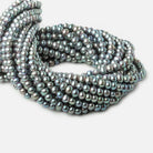 6x4-7x5mm Aqua Green Peacock 2.5mm Large Hole Off Round Pearl 15 inch 75 pieces - Beadsofcambay.com