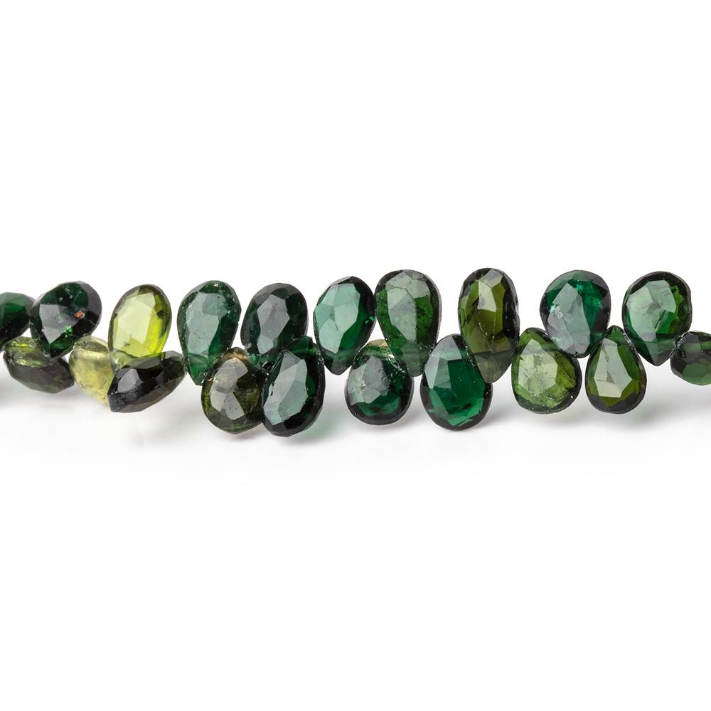 6x4-7x5mm Chrome Green Tourmaline Faceted Pear Beads 7.5 inch 65 pieces - Beadsofcambay.com