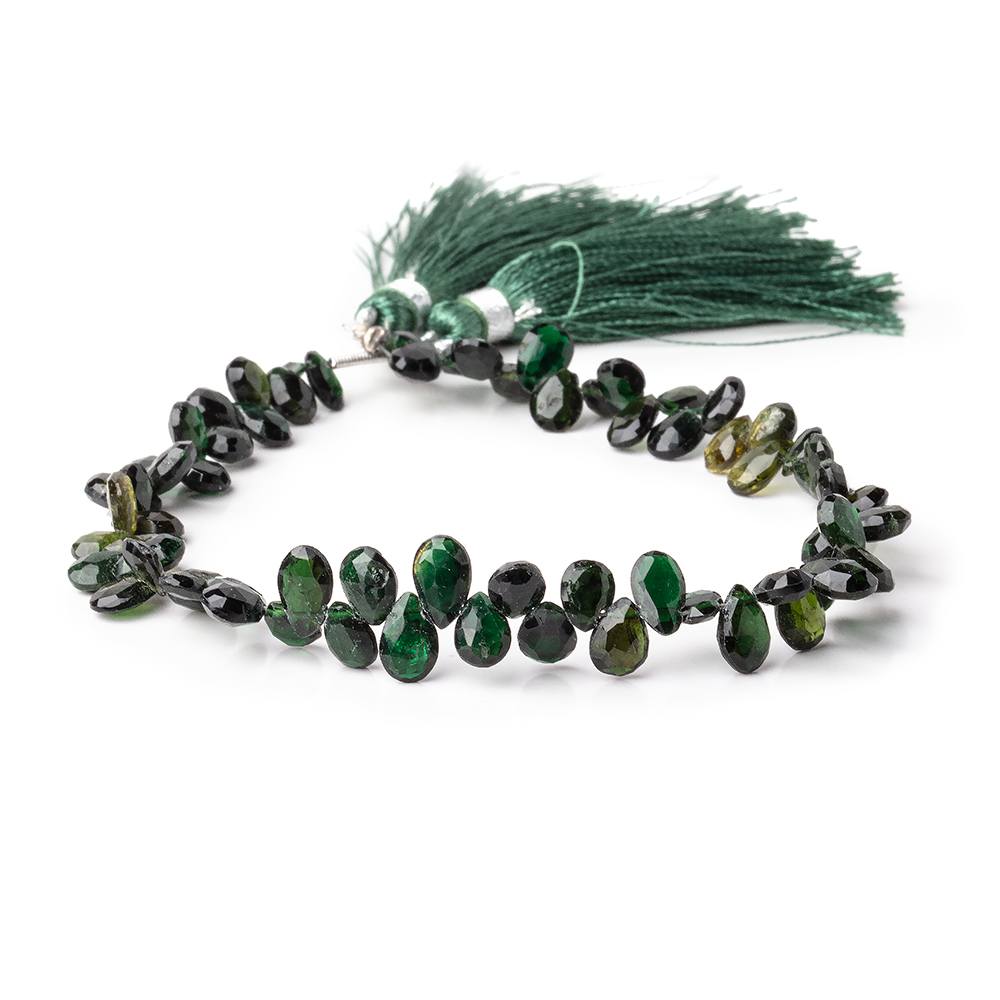 6x4-7x5mm Chrome Green Tourmaline Faceted Pear Beads 7.5 inch 65 pieces - Beadsofcambay.com