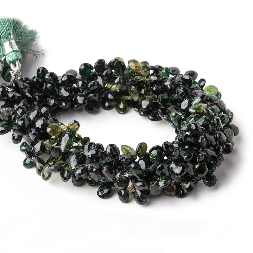 6x4-7x5mm Chrome Green Tourmaline Faceted Pear Beads 7.5 inch 65 pieces - Beadsofcambay.com