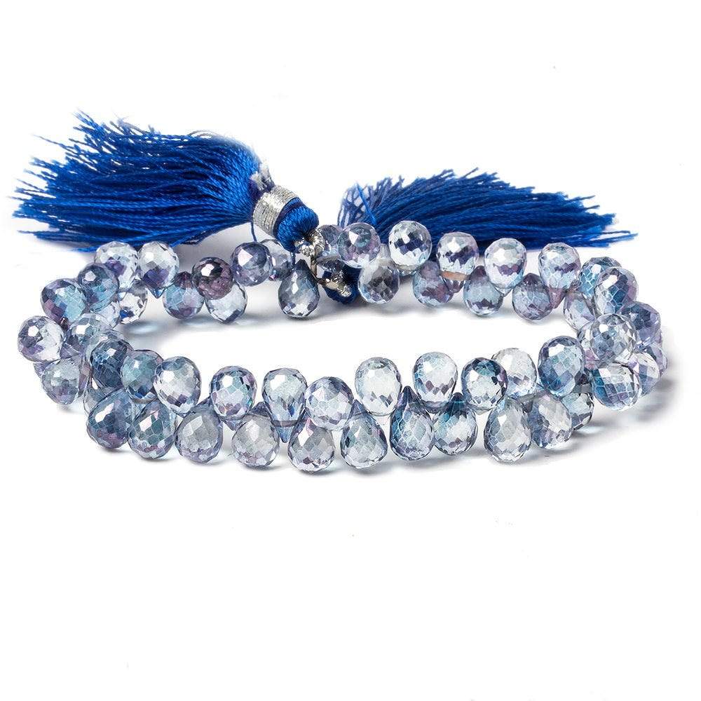 6x4-7x5mm Mystic Blue Topaz Tear Drop Briolette 8 inch 93 beads AAA - Beadsofcambay.com