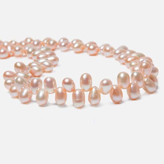 6x4-7x5mm Peach Top Drilled Oval Freshwater Pearls 15.5 inch 90 pcs - Beadsofcambay.com