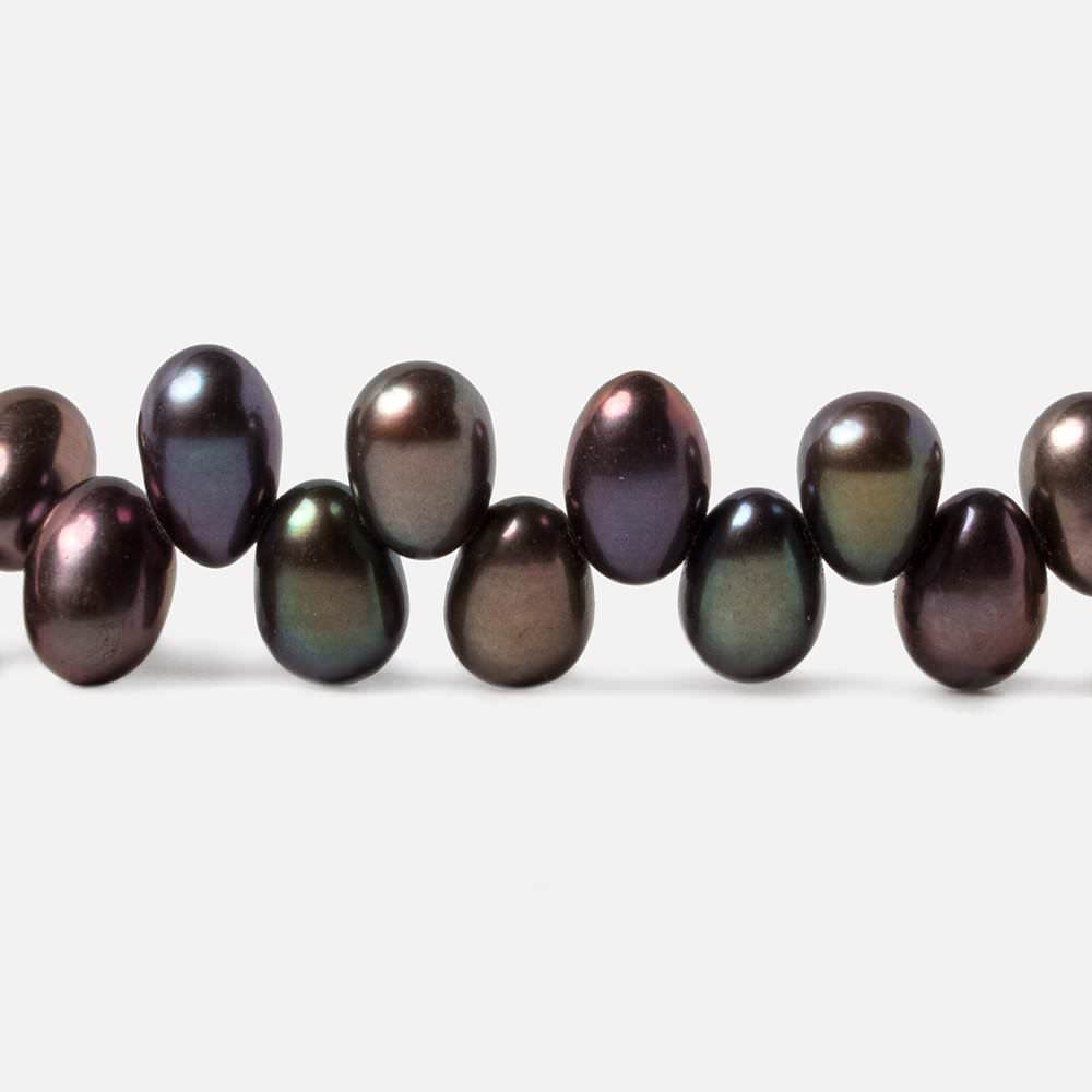 6x4-7x5mm Peacock top drilled Oval Freshwater Pearls 15 inch 104 pieces - Beadsofcambay.com