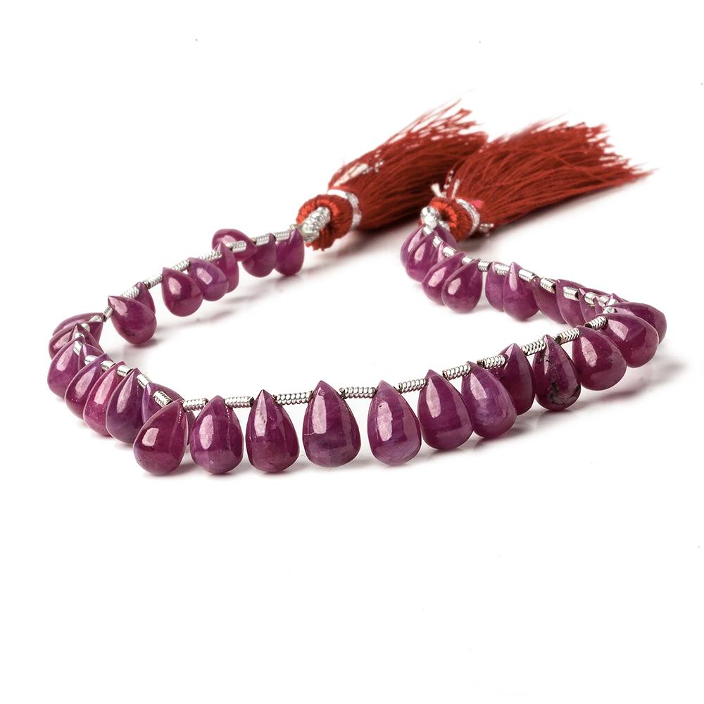 6x4-8.5x5mm Ruby Plain Tear Drops 8 inch 40 beads A - Beadsofcambay.com