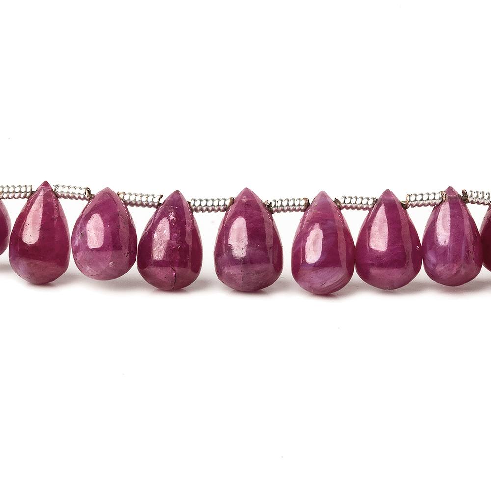6x4-8.5x5mm Ruby Plain Tear Drops 8 inch 40 beads A - Beadsofcambay.com