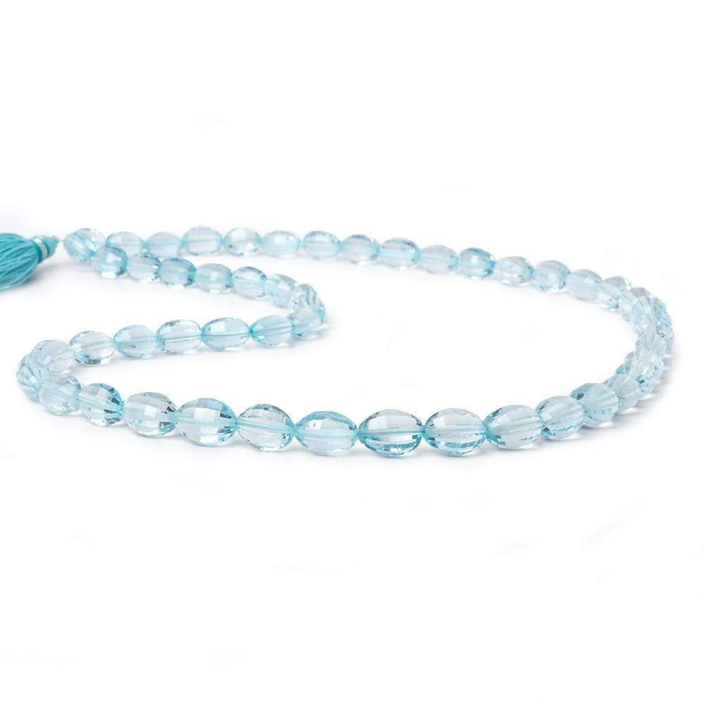 6x4-8.5x6.5mm Sky Blue Topaz checkerboard faceted oval beads 16 inch 52 pieces AAA - Beadsofcambay.com