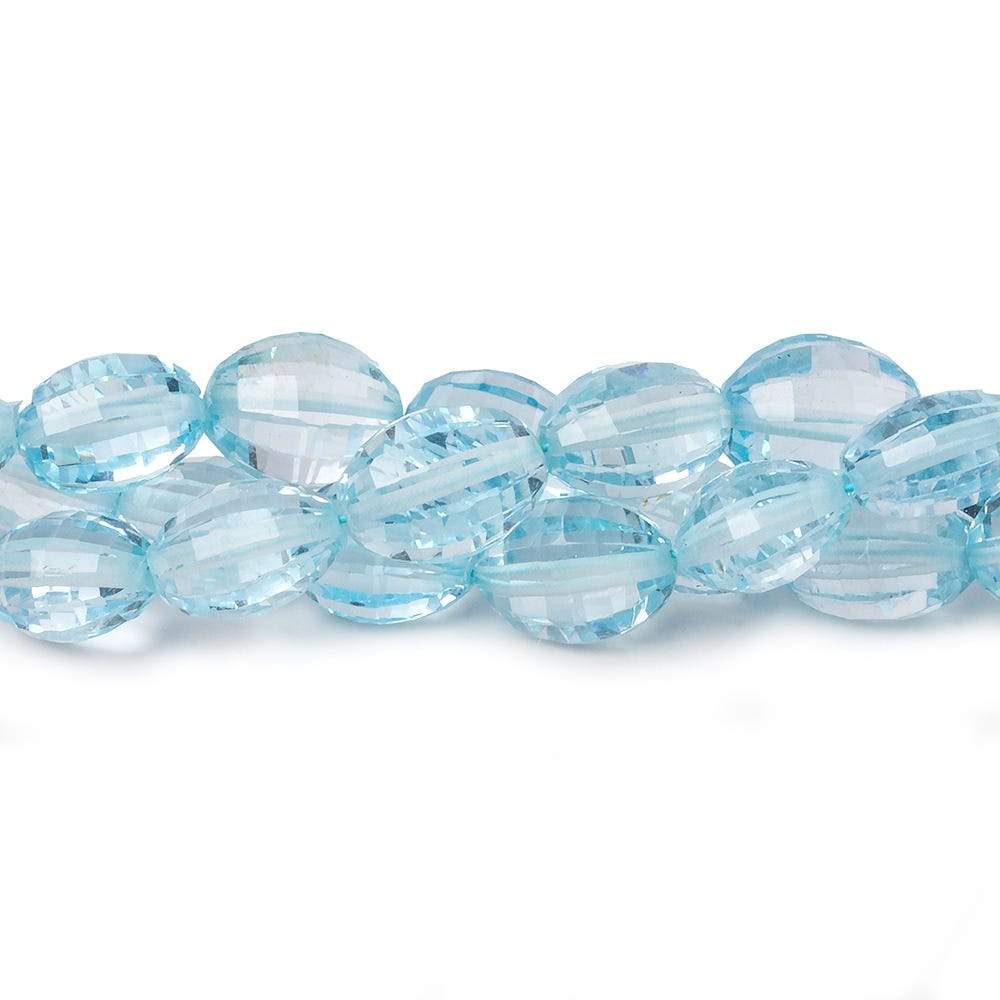 6x4-8.5x6.5mm Sky Blue Topaz checkerboard faceted oval beads 16 inch 52 pieces AAA - Beadsofcambay.com