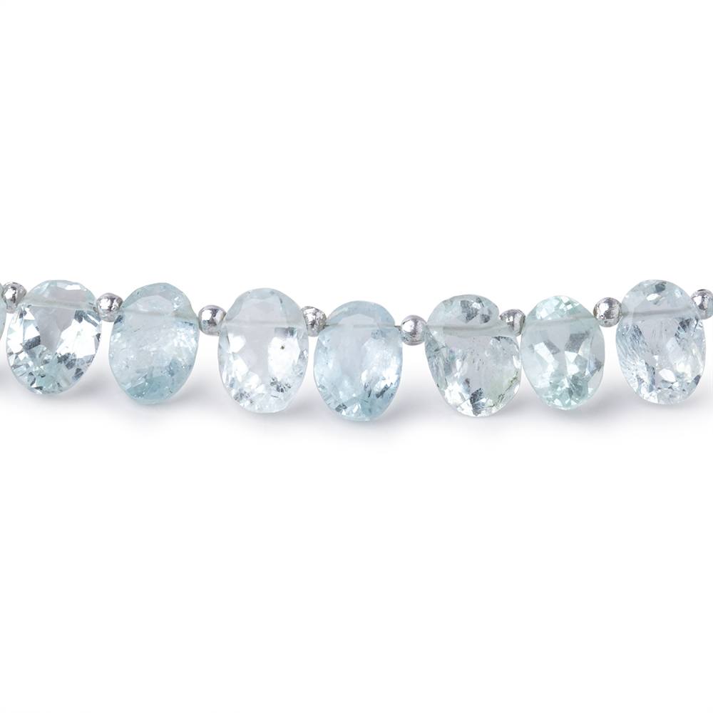 6x4-8x5mm Aquamarine Top Drilled Faceted Ovals 8.5 inch 40 Beads - Beadsofcambay.com
