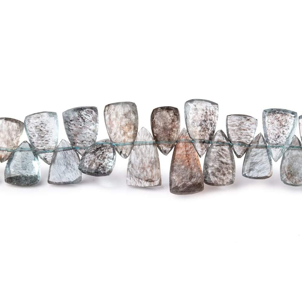 6x4-8x5mm Moss Aquamarine Top Drilled Faceted Points 7 inch 66 Beads - Beadsofcambay.com