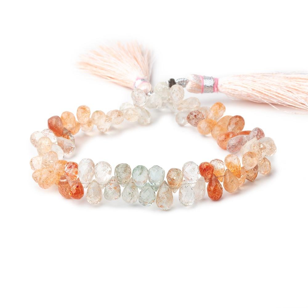 6x4-8x5mm Multi Color Sunstone faceted tear drop beads 8 inch 74 pieces - Beadsofcambay.com