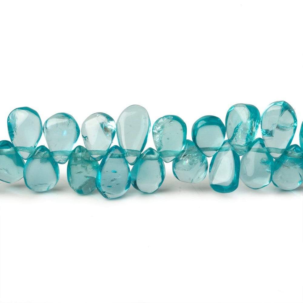 6x4-8x5mm Pool Blue Apatite Plain Pear Beads 9 inch 86 pieces - Beadsofcambay.com