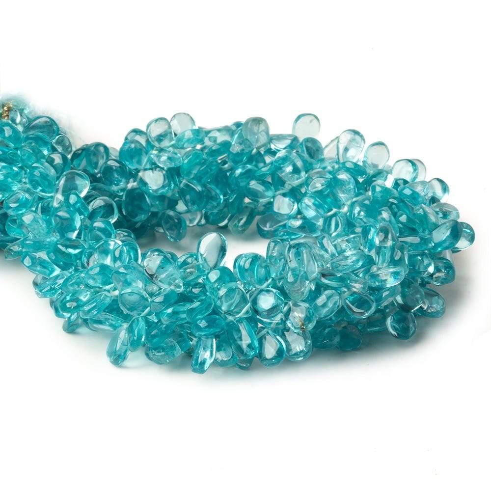 6x4-8x5mm Pool Blue Apatite Plain Pear Beads 9 inch 86 pieces - Beadsofcambay.com