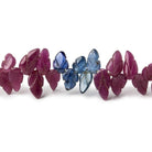 6x4-8x5mm Ruby and Blue Sapphire Carved Leaf Beads 8 inch 68 pieces - Beadsofcambay.com